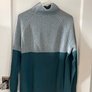 Summersalt Women’s Turtleneck Sweater in Teal and White